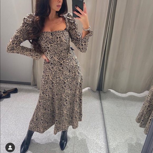 flowy midi dress with sleeves